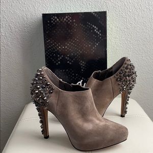 Tan beige brown kakhi Rhinestone crystal booties